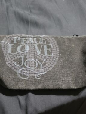 Black 'Peace Love Joy' Canvas Clutch Bag